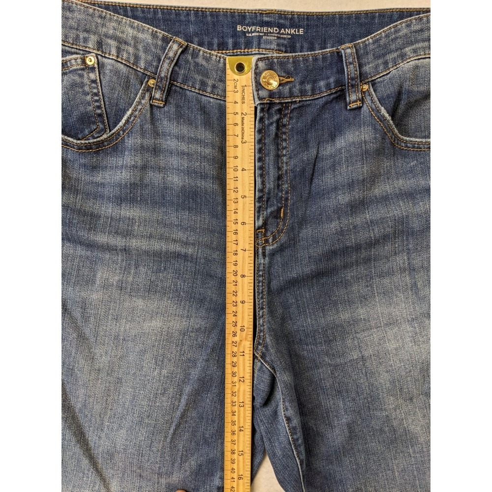 Chicos Boyfriend Ankle Jeans Size 12P Dark Wash Cotton Blend - Picture 6 of 7